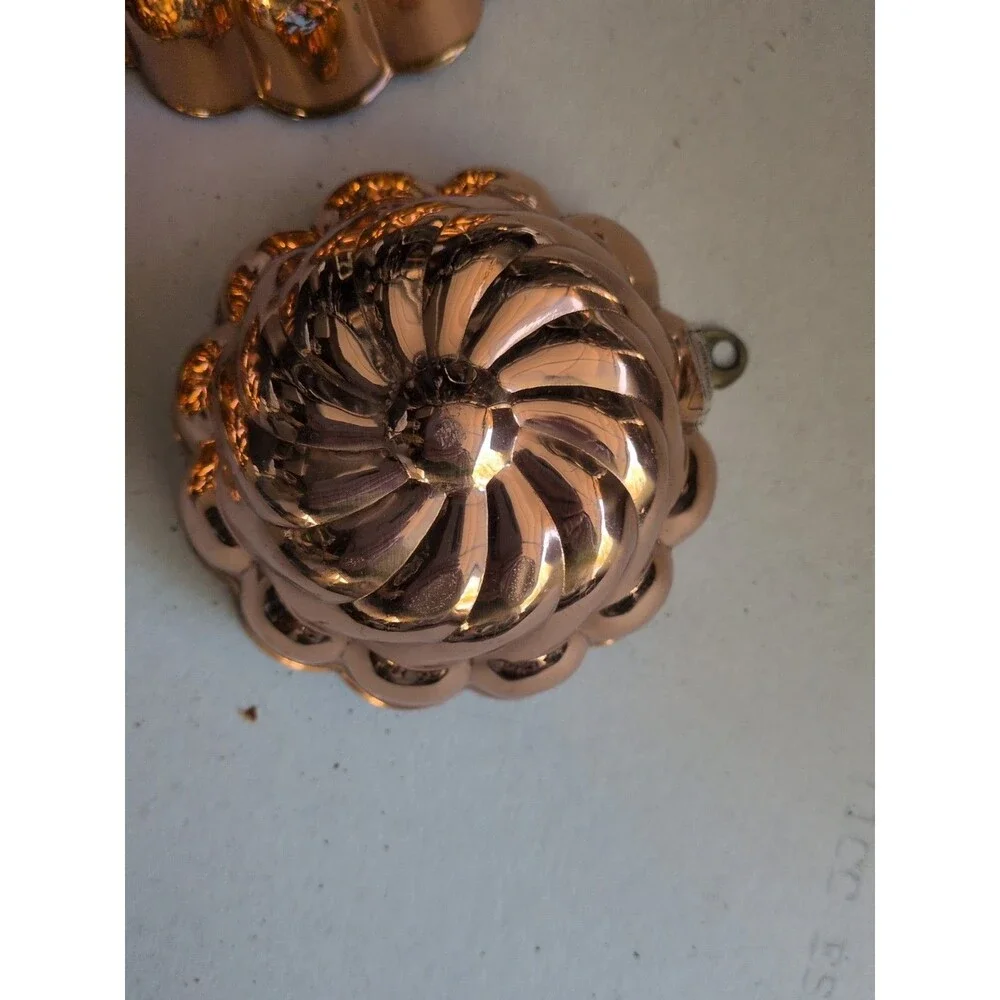 Metalutil Portugal 3 Copper Jello Mold Baking Fluted Scalloped French Country